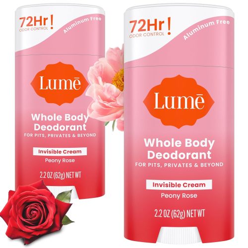 Lume Cream Deodorant ??For Underarms & Private Parts. 2.2 oz (2-Pack) (Peony Rose Scent)